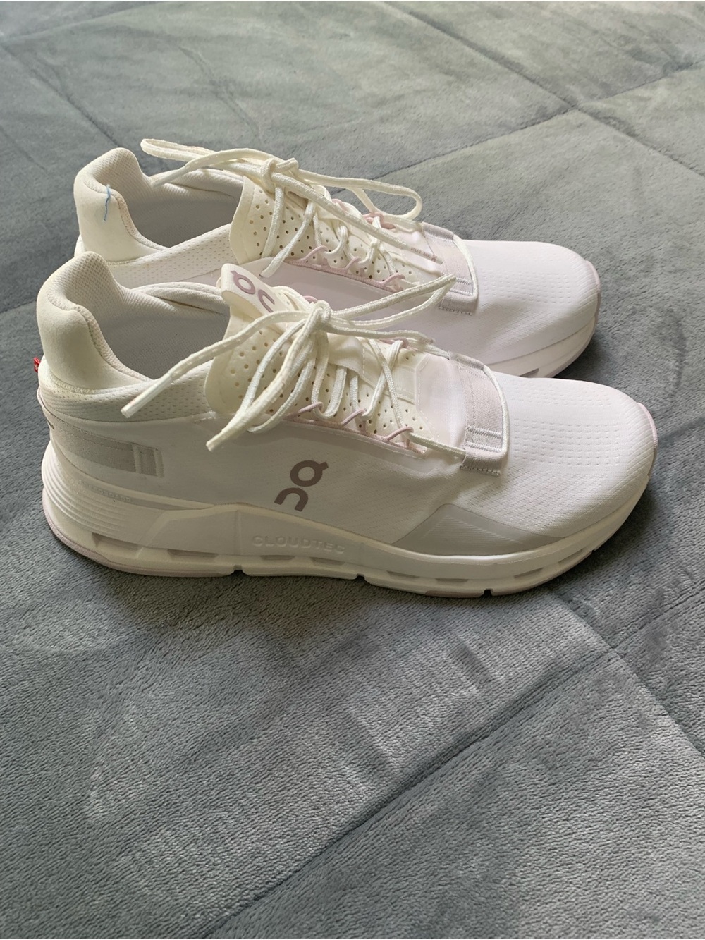 On Running White Sneakers with Pale Pink Accent